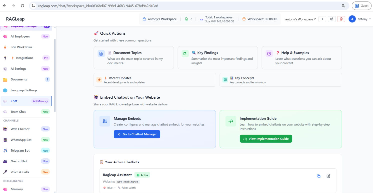 AI Chat interface for testing responses