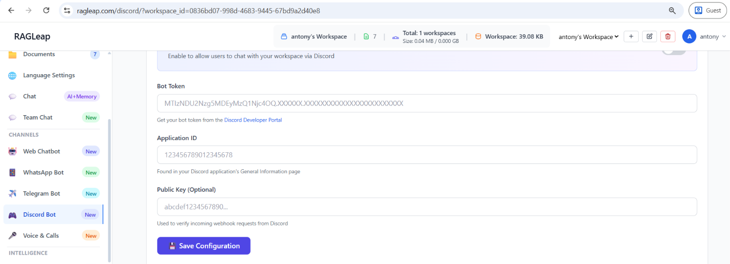 Discord bot integration for community support