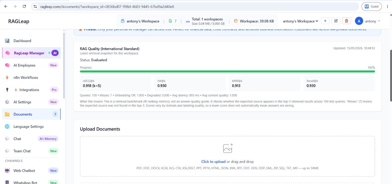 Upload documents for RAG knowledge base